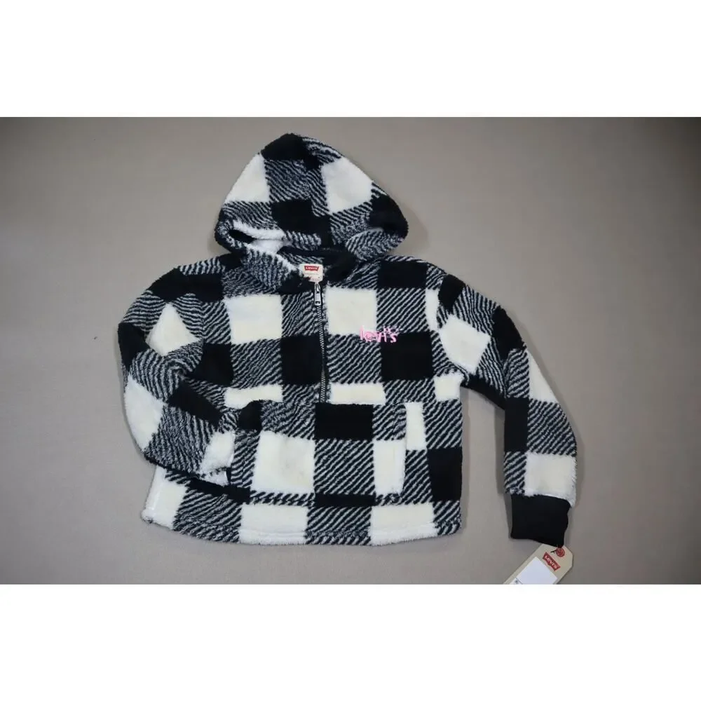 Levi's Girls Black and‎ White Sherpa Pullover Hoodie Size M